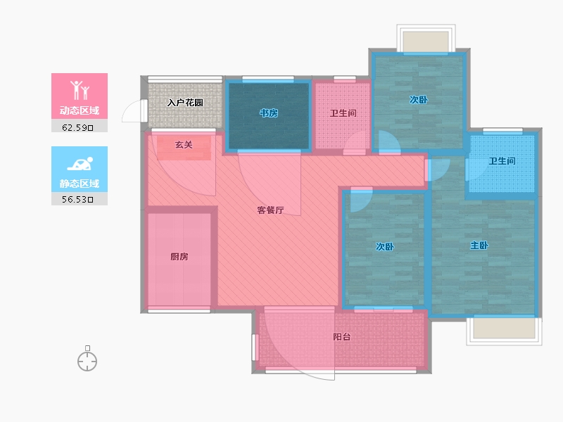 四川省-泸州市-领秀江南国际社区-111.09-户型库-动静分区