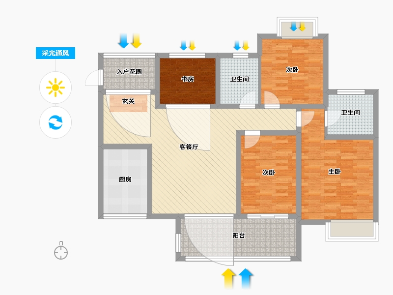 四川省-泸州市-领秀江南国际社区-111.09-户型库-采光通风