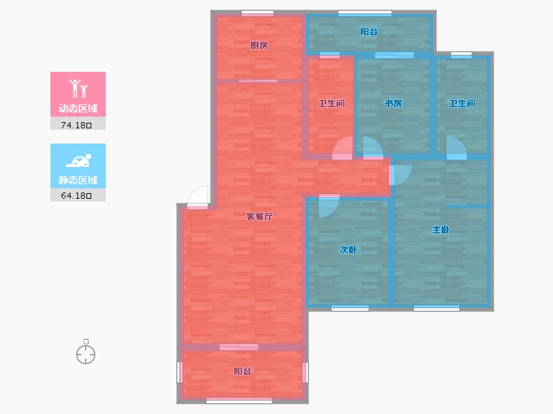 辽宁省-盘锦市-泰郡三期-123.89-户型库-动静分区