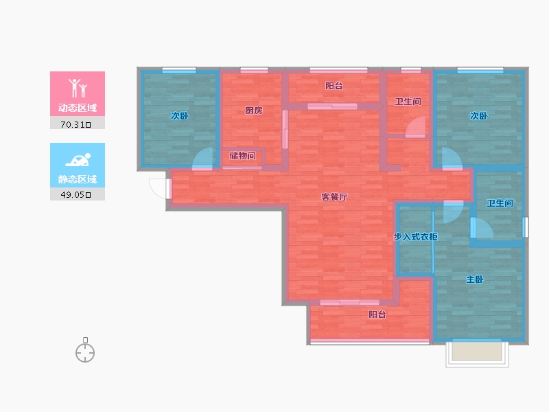 陕西省-渭南市-上上国风-105.26-户型库-动静分区