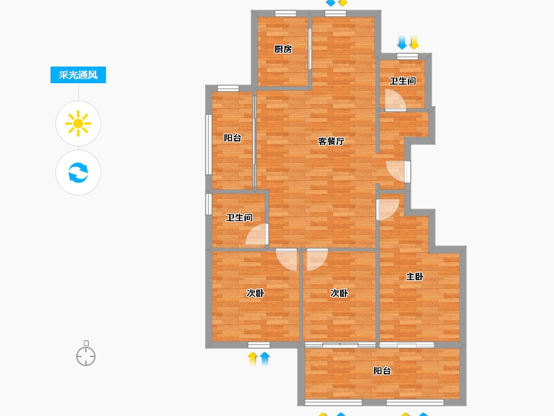 浙江省-湖州市-碧水嘉园-97.92-户型库-采光通风