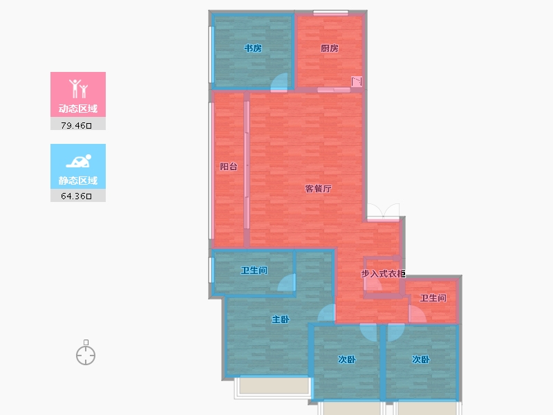 浙江省-杭州市-九龙仓天玺天芸-129.63-户型库-动静分区