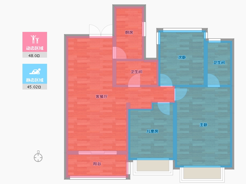 安徽省-合肥市-蓝光半岛公馆-83.03-户型库-动静分区