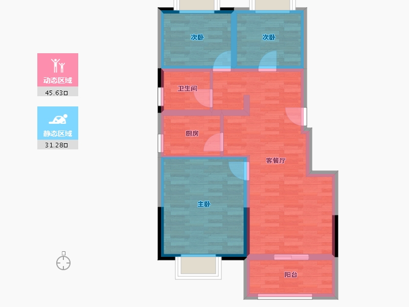 江苏省-南京市-颐和九里-67.84-户型库-动静分区