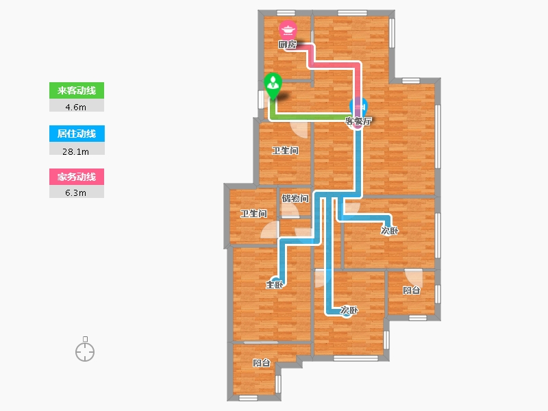 浙江省-杭州市-江滨花园-111.37-户型库-动静线