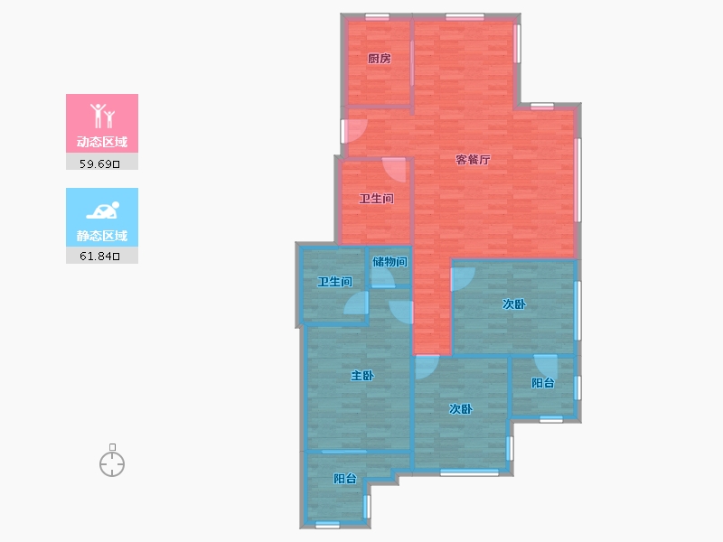 浙江省-杭州市-江滨花园-111.37-户型库-动静分区