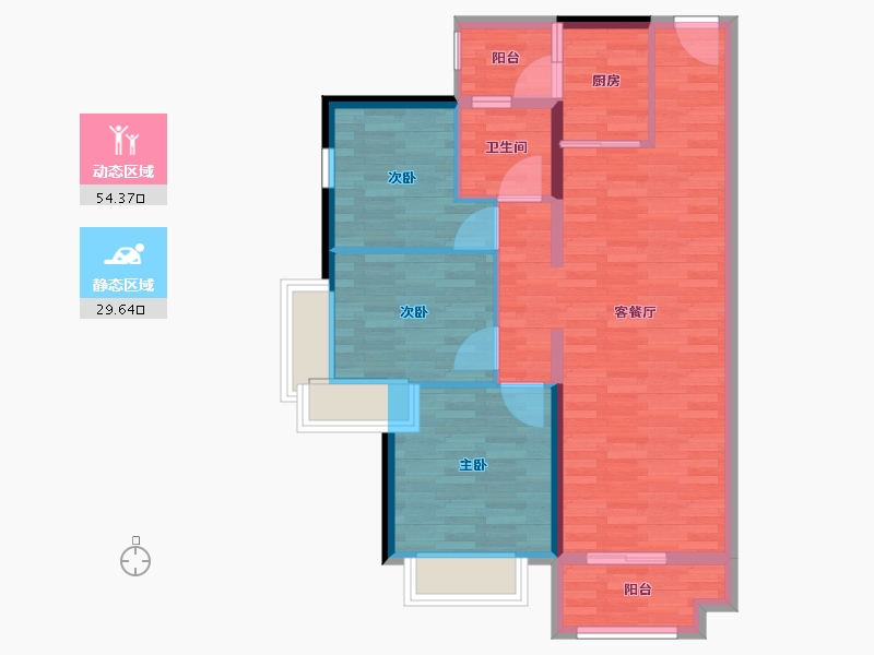 广东省-东莞市-山水江南玖峰-75.00-户型库-动静分区