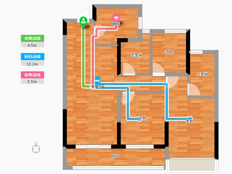 浙江省-杭州市-融创臻源锦宁里-77.20-户型库-动静线