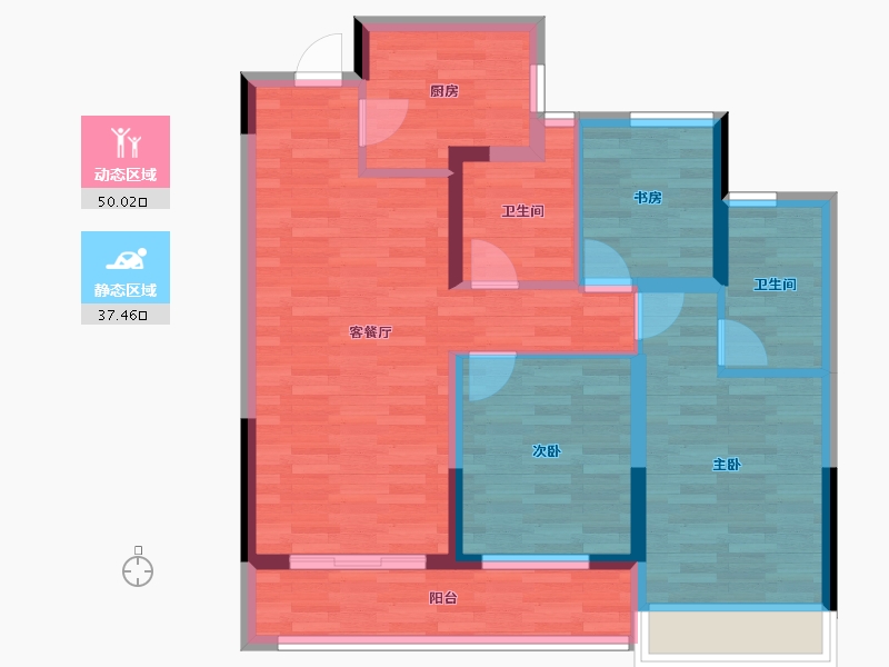 浙江省-杭州市-融创臻源锦宁里-77.20-户型库-动静分区