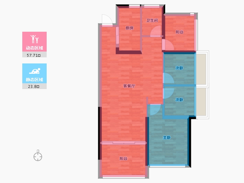 广东省-惠州市-德洲春天园-72.89-户型库-动静分区