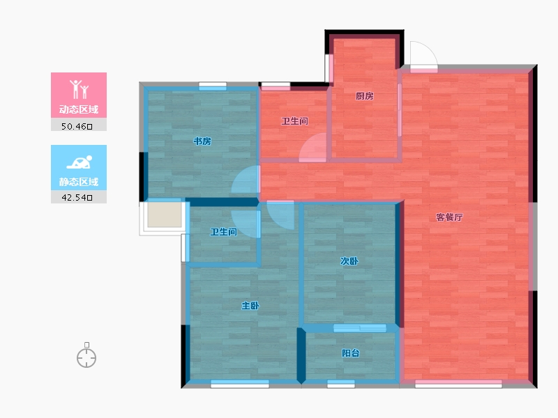 湖北省-襄阳市-汉江一品-83.75-户型库-动静分区