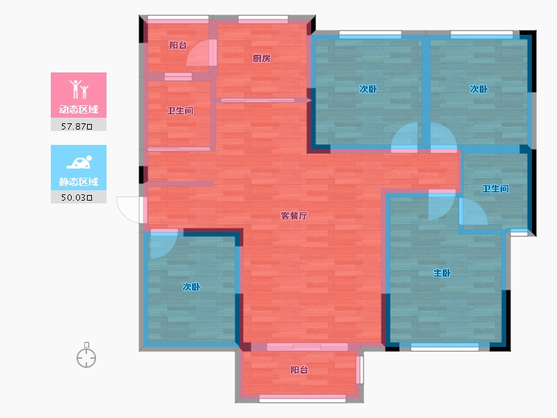 湖南省-长沙市-佛奥康桥水岸-95.85-户型库-动静分区