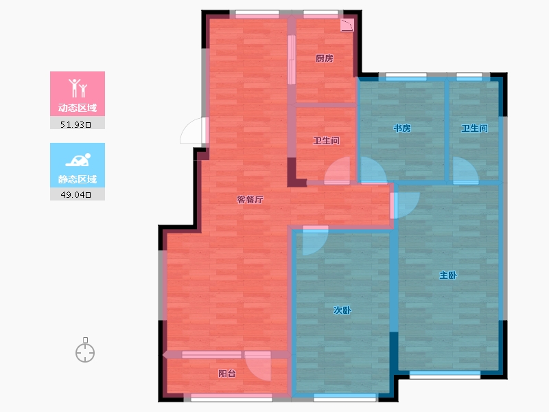 辽宁省-沈阳市-太湖国府壹号-89.92-户型库-动静分区