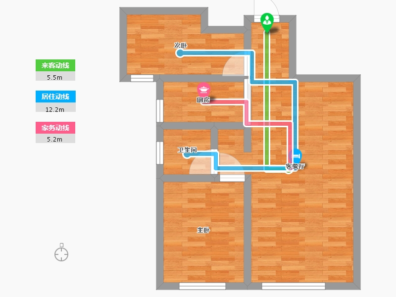 新疆维吾尔自治区-乌鲁木齐市-桃源九点阳光-54.28-户型库-动静线