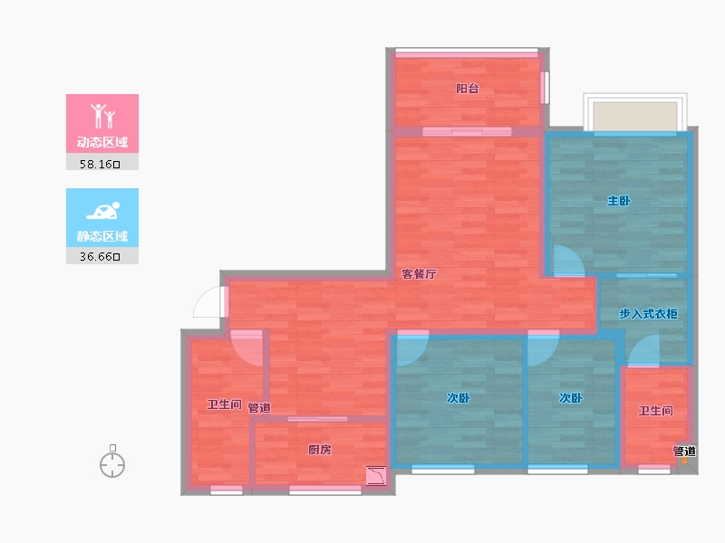 浙江省-宁波市-合生杭州湾-84.21-户型库-动静分区