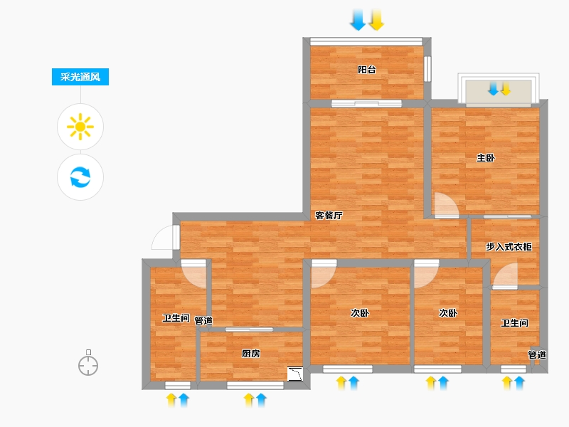 浙江省-宁波市-合生杭州湾-84.21-户型库-采光通风