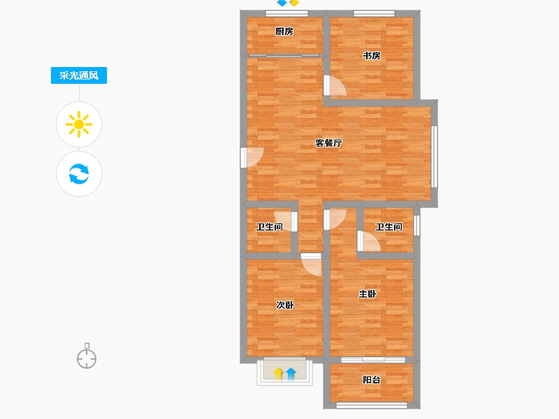 山东省-济宁市-泽缘名府-85.00-户型库-采光通风