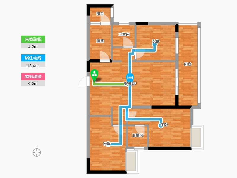 广西壮族自治区-玉林市-永基世纪名门-85.56-户型库-动静线