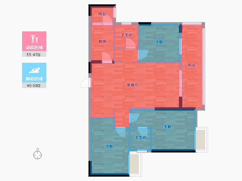 广西壮族自治区-玉林市-永基世纪名门-85.56-户型库-动静分区