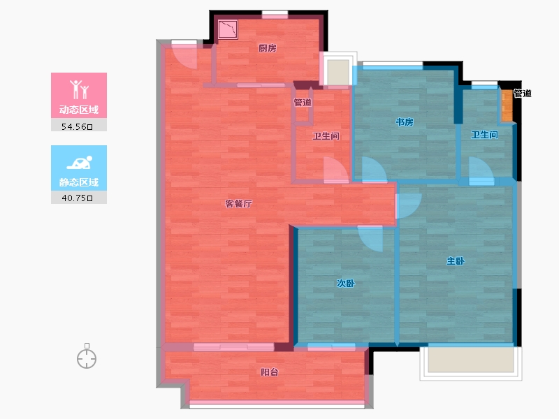 广东省-湛江市-绿地海玥公馆-86.08-户型库-动静分区