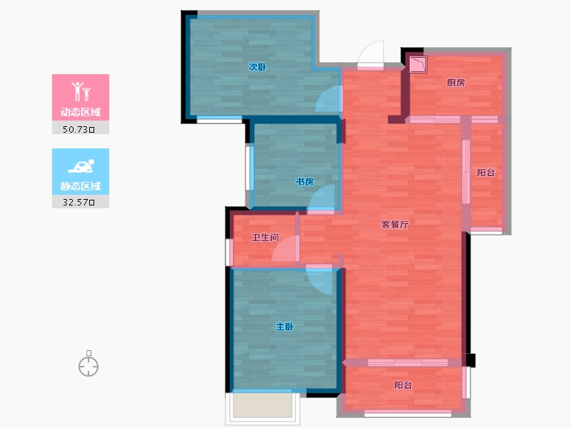 湖南省-长沙市-长房半岛蓝湾-73.81-户型库-动静分区