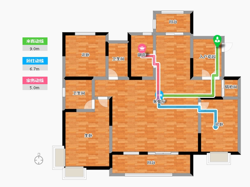 陕西省-榆林市-府州公馆-144.36-户型库-动静线