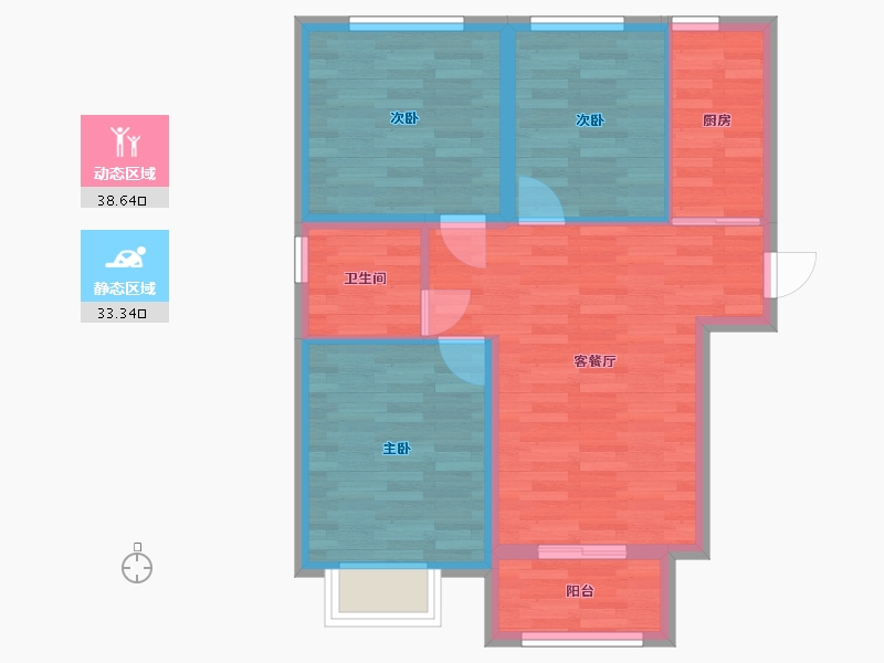 河北省-衡水市-鑫怡佳苑-64.23-户型库-动静分区