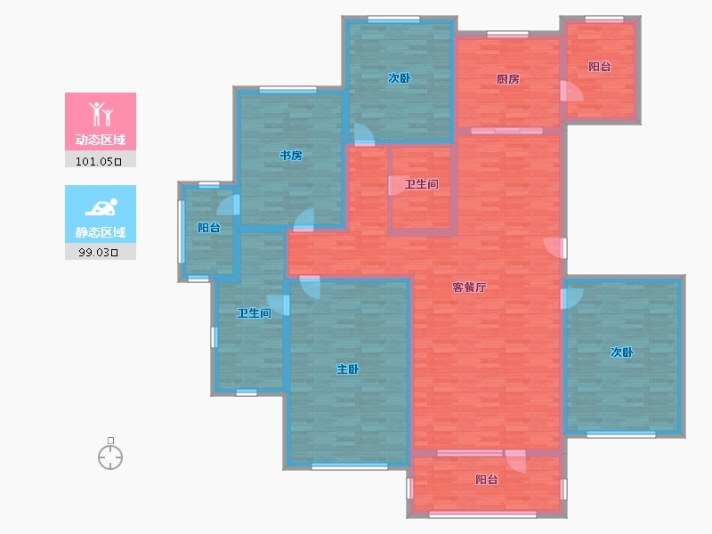 内蒙古自治区-呼和浩特市-慧谷臻园-179.99-户型库-动静分区