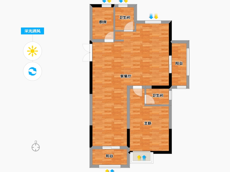 浙江省-嘉兴市-佳源・优优华府-82.27-户型库-采光通风