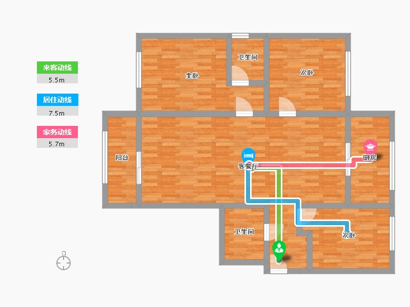 河北省-张家口市-龙庆·书香丽景-98.65-户型库-动静线