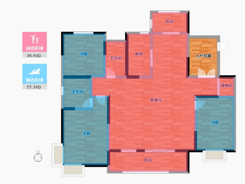 陕西省-榆林市-府州公馆-144.36-户型库-动静分区