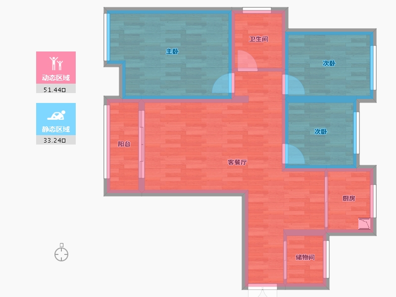 安徽省-黄山市-景徽国际-74.70-户型库-动静分区