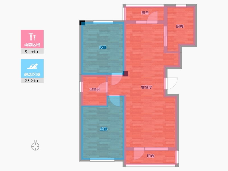 辽宁省-铁岭市-弘业天鹅城三期-71.61-户型库-动静分区