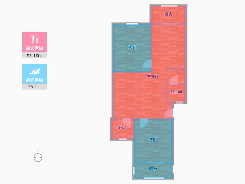 陕西省-西安市-质检局家属院-85.34-户型库-动静分区