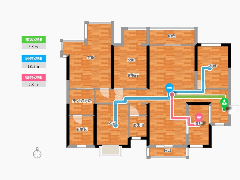 湖南省-长沙市-龙湖碧桂园天宸原著-125.98-户型库-动静线