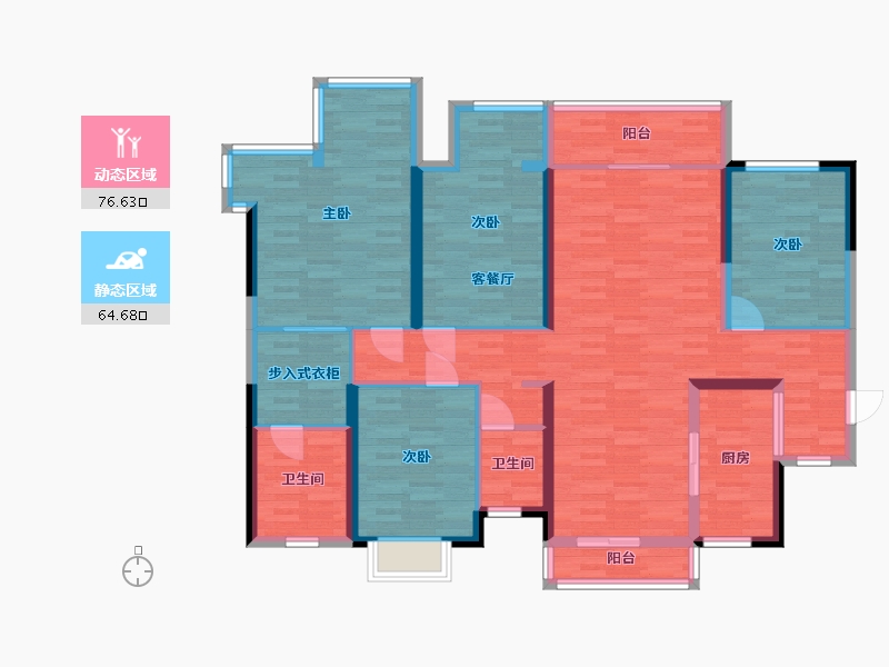 湖南省-长沙市-龙湖碧桂园天宸原著-125.98-户型库-动静分区