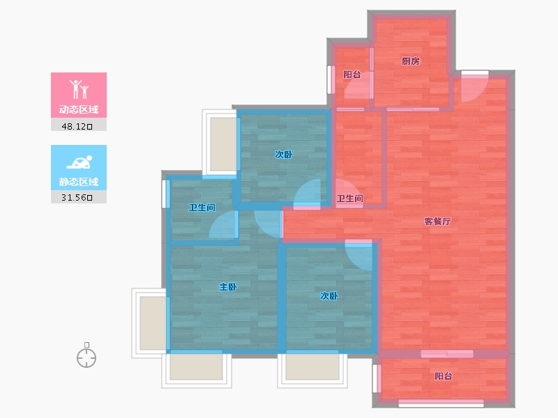 广东省-东莞市-虎门碧桂园-70.23-户型库-动静分区