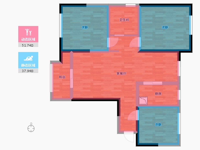 河南省-郑州市-阳光城-78.83-户型库-动静分区