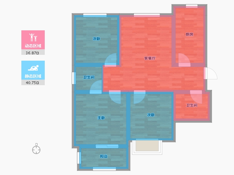 河北省-衡水市-鑫怡佳苑-67.90-户型库-动静分区