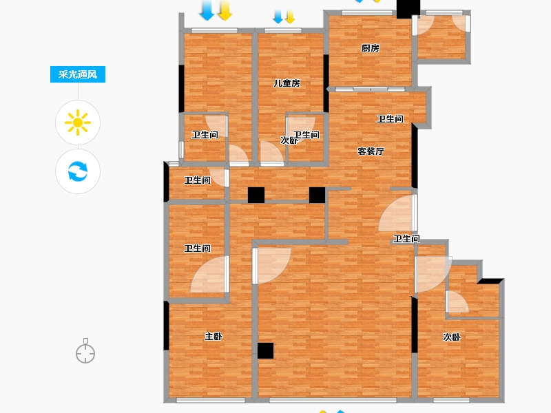 浙江省-杭州市-凤起潮鸣-217.00-户型库-采光通风