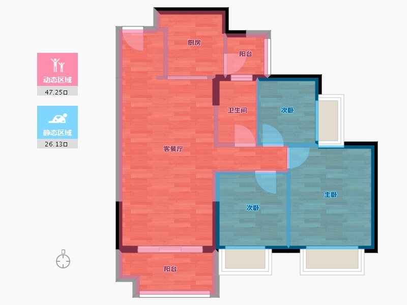 广东省-惠州市-时代英之皇·廊桥-65.57-户型库-动静分区