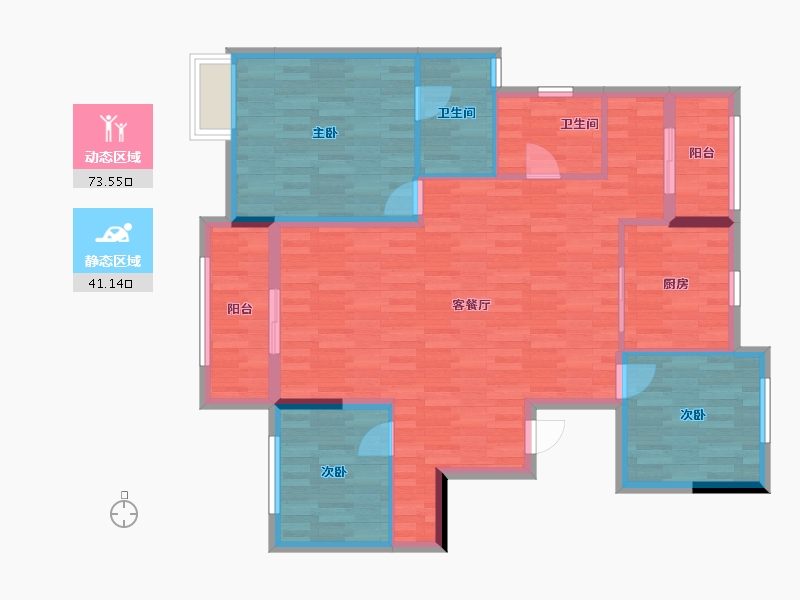 浙江省-杭州市-金世纪运河丽园-103.73-户型库-动静分区