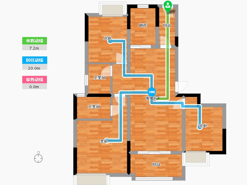 河南省-郑州市-蓝山玖月-87.36-户型库-动静线