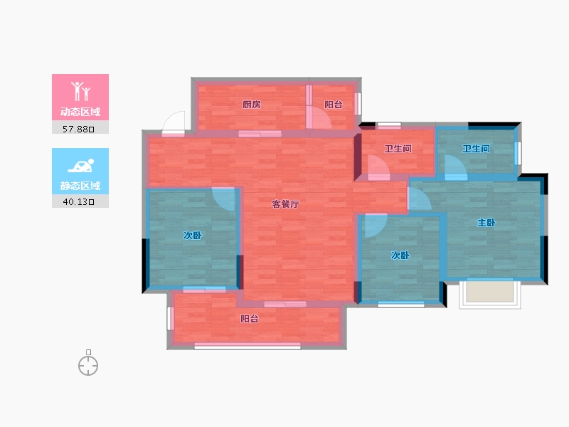 重庆-重庆市-金科美辰-86.68-户型库-动静分区