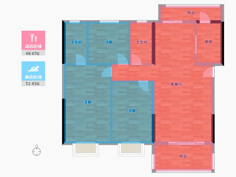 湖北省-随州市-金鑫名城-110.38-户型库-动静分区