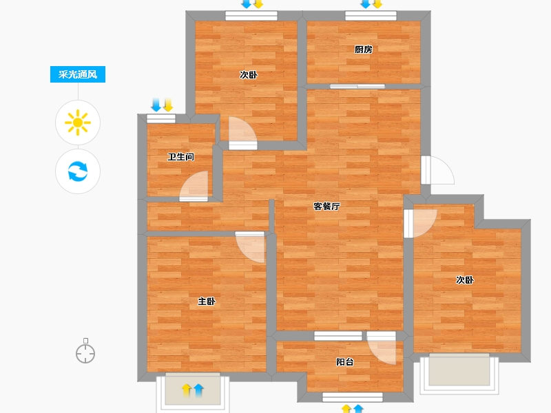 山东省-青岛市-万科北辰之光-67.00-户型库-采光通风