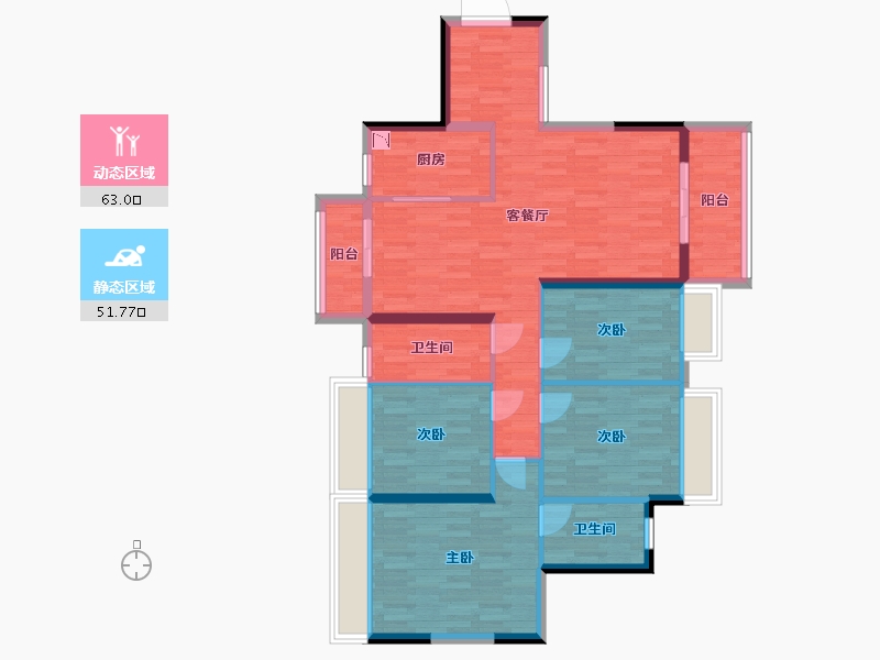 广东省-湛江市-廉江锦绣华景-102.75-户型库-动静分区