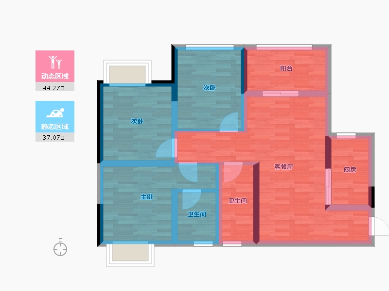 四川省-南充市-天合丽景君悦府-70.35-户型库-动静分区