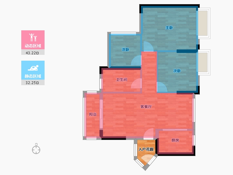 广东省-清远市-富盈・凯旋城-69.58-户型库-动静分区