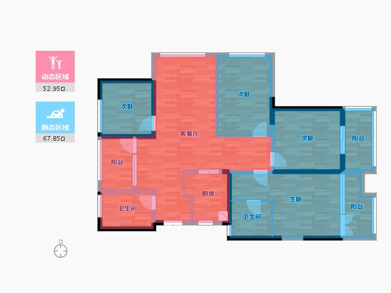 浙江省-嘉兴市-滨江万家花城-106.79-户型库-动静分区